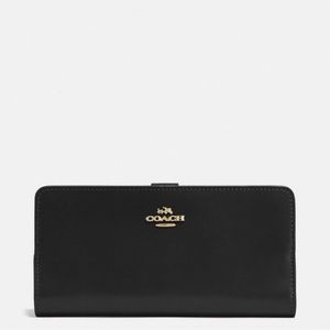 [SOLD]Coach Skinny Black/Light Gold Wallet